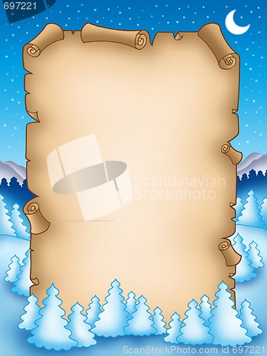 Image of Winter parchment with snowy landscape 2