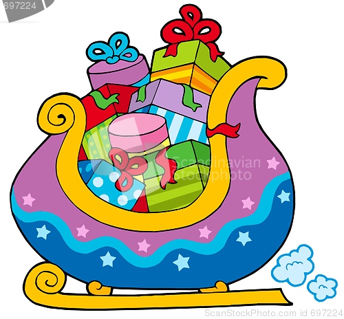 Image of Christmas sledge full of gifts