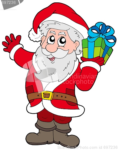 Image of Santa Claus with Christmas gift