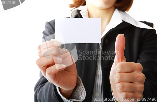 Image of Girl with business card