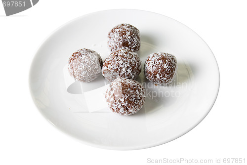Image of Chocolate ball cakes at plate