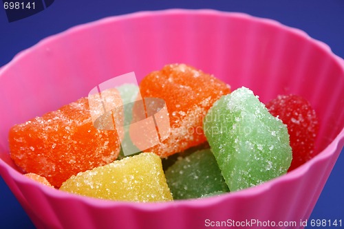 Image of Pink bowl of sugar candy