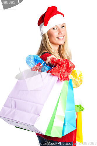 Image of Christmas shopping santa girl