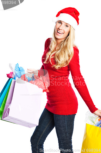 Image of Christmas shopping santa girl