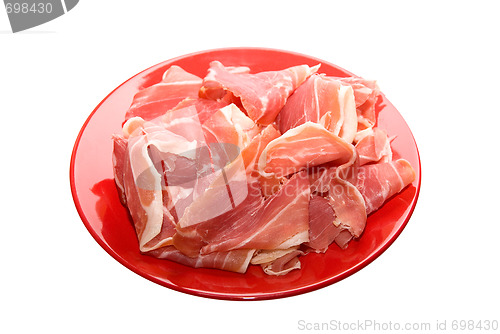 Image of jamon at red dish