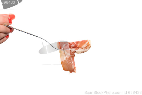 Image of Jamon slice at fork 