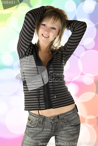 Image of Portrait of girl on color background