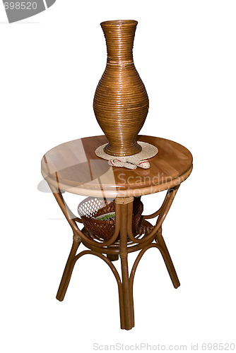 Image of wooden table with vase