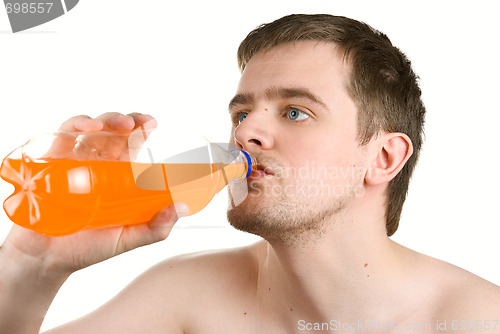 Image of Man drinking orange juice 