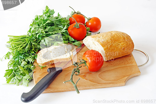 Image of Healthy food. Vegetables and bread