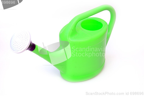 Image of Classic green watering can isolated on white background