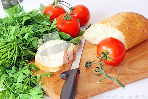 Image of Healthy food. Vegetables and bread