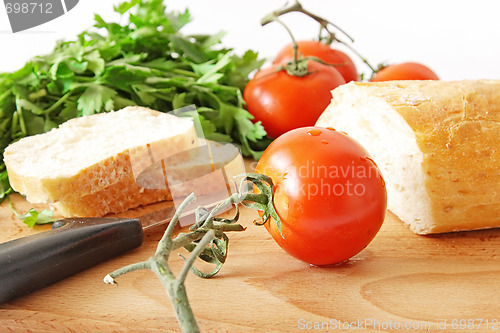 Image of Healthy food. Vegetables and bread