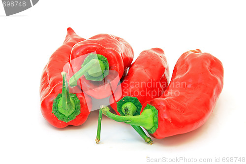 Image of Tasty kitchen. Fresh vegetables isolated on white