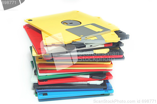 Image of Many colored compute diskette isolated on white