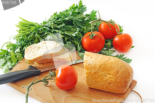 Image of Healthy food. Vegetables and bread