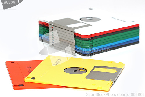 Image of Many colored compute diskette isolated on white