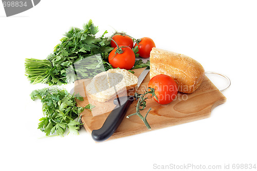 Image of Healthy food. Vegetables and bread