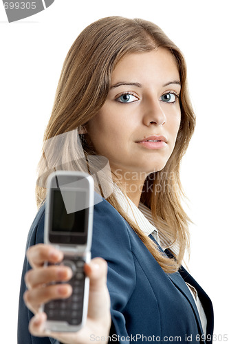 Image of Business woman using a cell phone