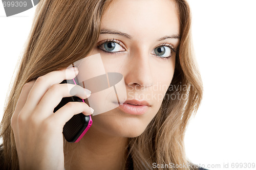 Image of Business woman using a cell phone