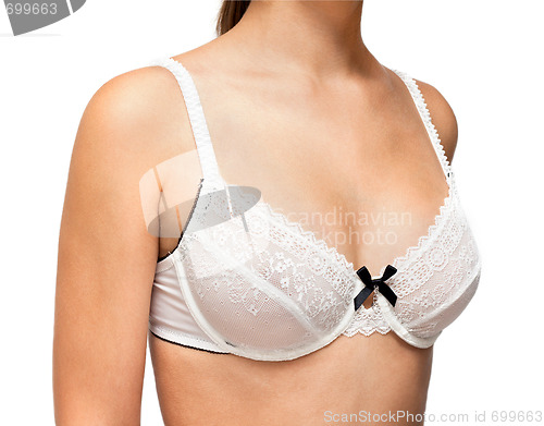 Image of Young girl in white bra