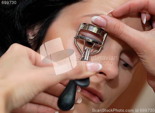 Image of Make-up. Modeling the eyelashes