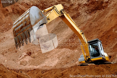 Image of Excavator loader in sandpit