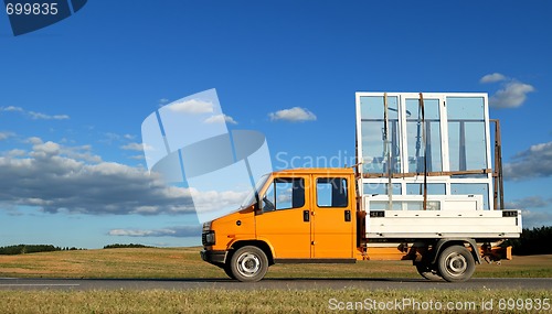 Image of Truck delivering double-glazed winows