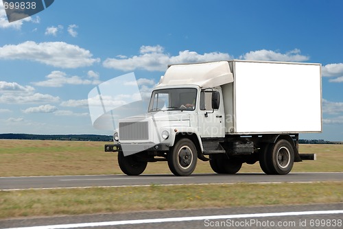 Image of single white middle truck