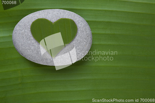 Image of Green Heart on Pebble