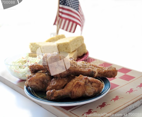 Image of fried chicken on checkerboard