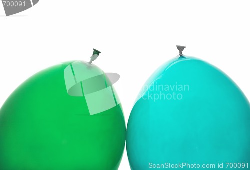 Image of green and blue balloons