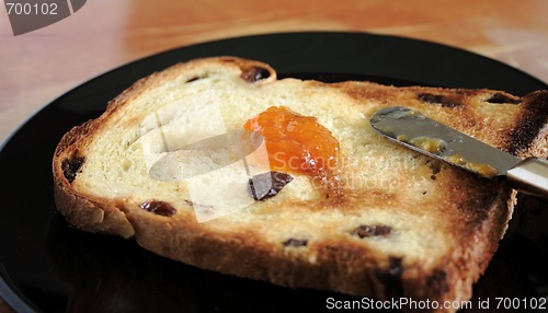 Image of raisin toast with apricot jam