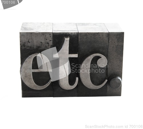 Image of etc. in metal type