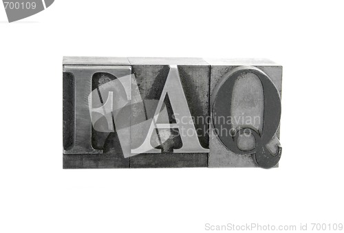 Image of FAQ in old metal type