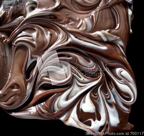 Image of swirling milk chocolate with white chocolate