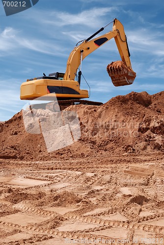 Image of Excavator bulldozer in sandpit