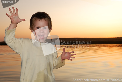 Image of boy on the sea beach 