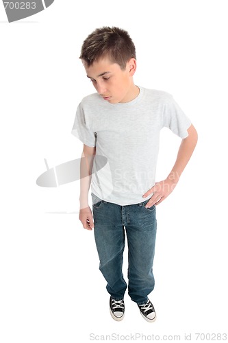 Image of Boy in plain t-shirt