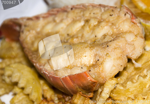 Image of caribbean style lobster tail dinner plate