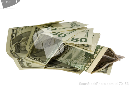 Image of 50 dollars isolated on white background with clipping path