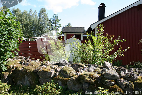 Image of Stone wall by summer house