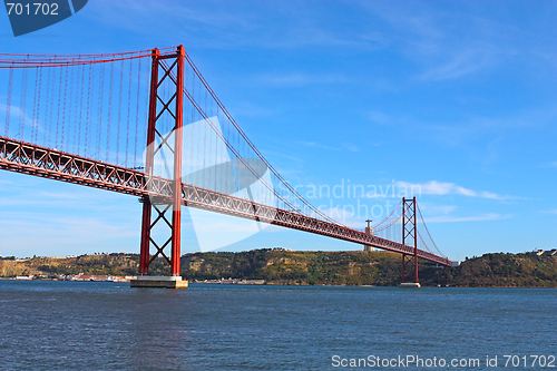 Image of Large bridge over  river in Lisbon