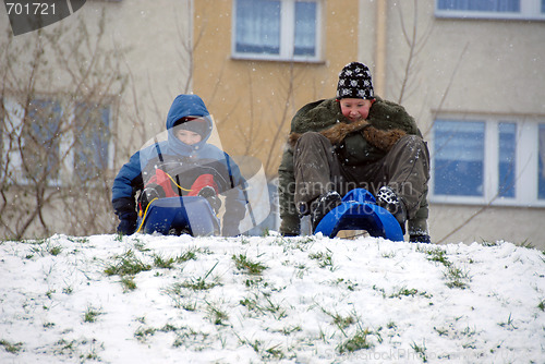 Image of Boy on sled