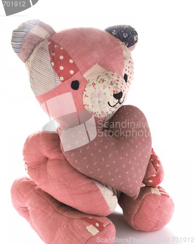 Image of quilt bear with calico heart