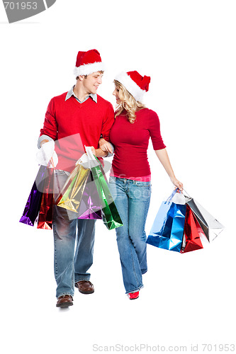 Image of Christmas shopping couple