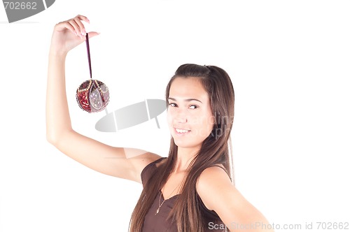 Image of Brunette with christmas decoration
