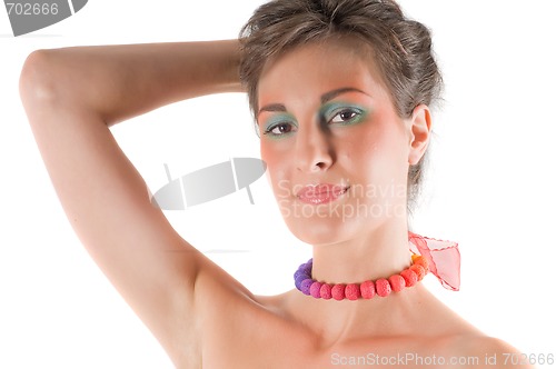 Image of Young beautiful brunette woman