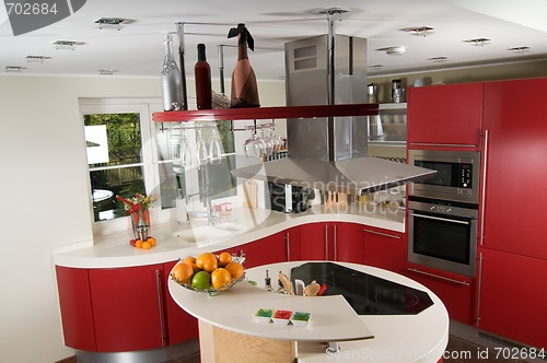 Image of Red modern kitchen