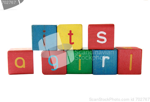 Image of girl birth announcement in blocks